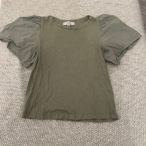 LOFT Women's Green Puff Sleeve Top